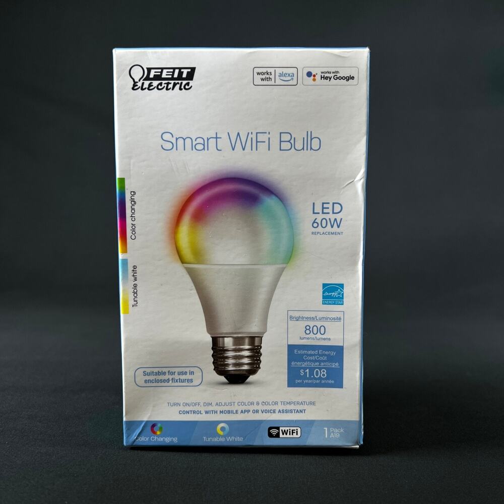 FEIT Electric Smart WiFi LED Color Changing & Dimmable A19 60W Bulb
